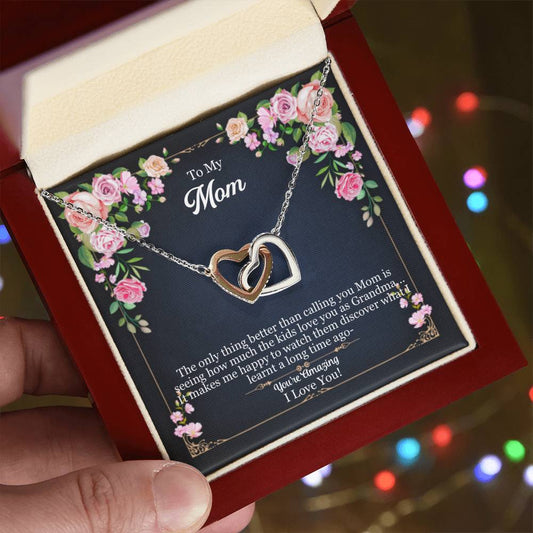 Mom, You're Amazing - Interlocking Hearts Necklace