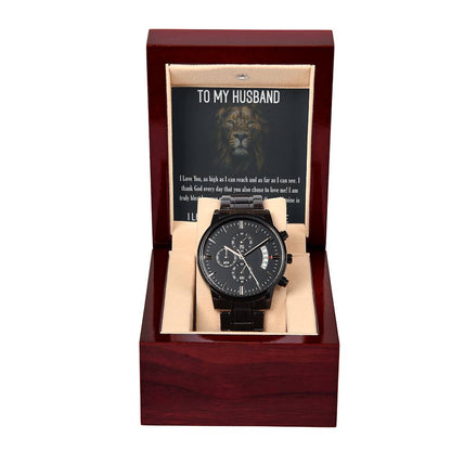 Blest Your My Husband - Black Chronograph Watch