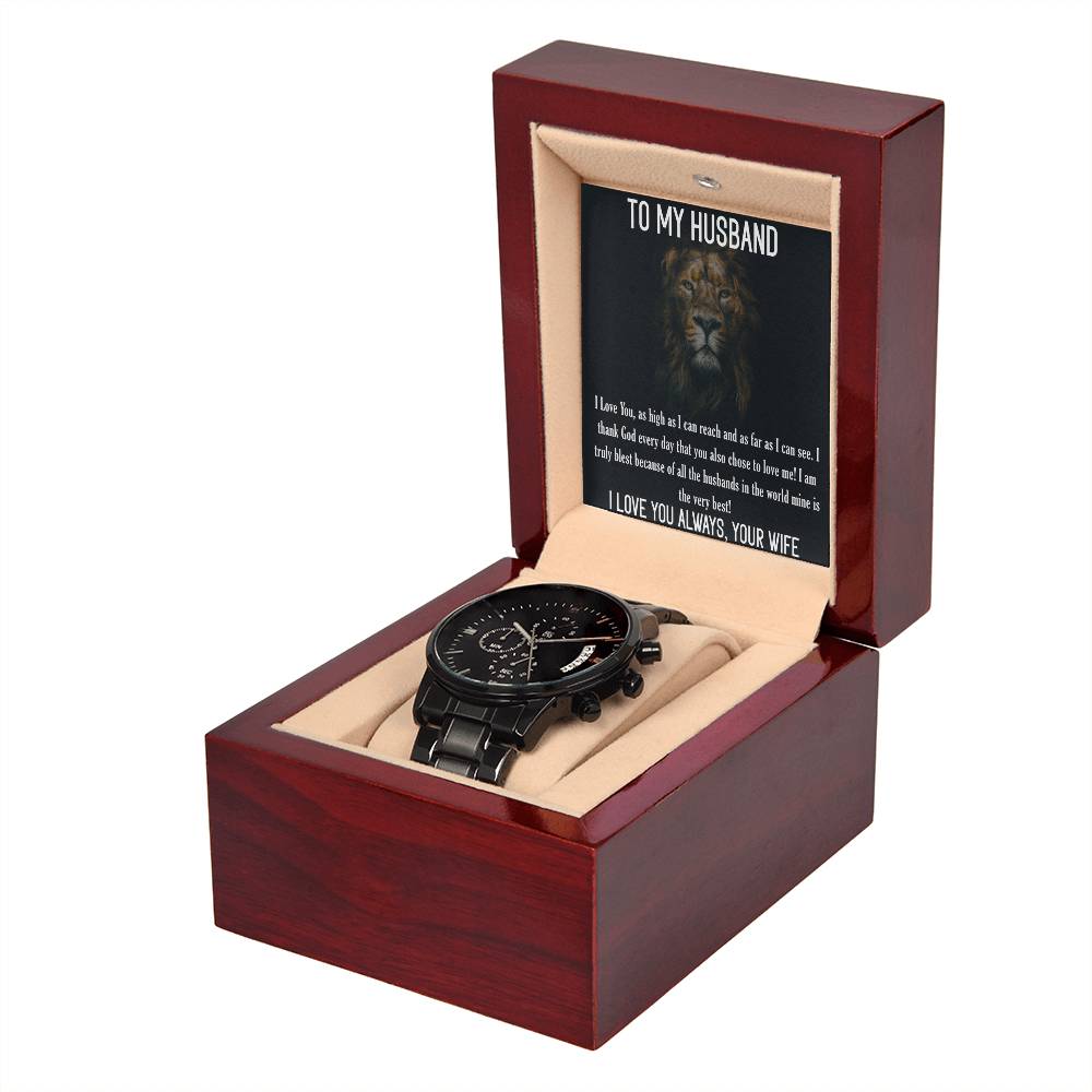 Blest Your My Husband - Black Chronograph Watch