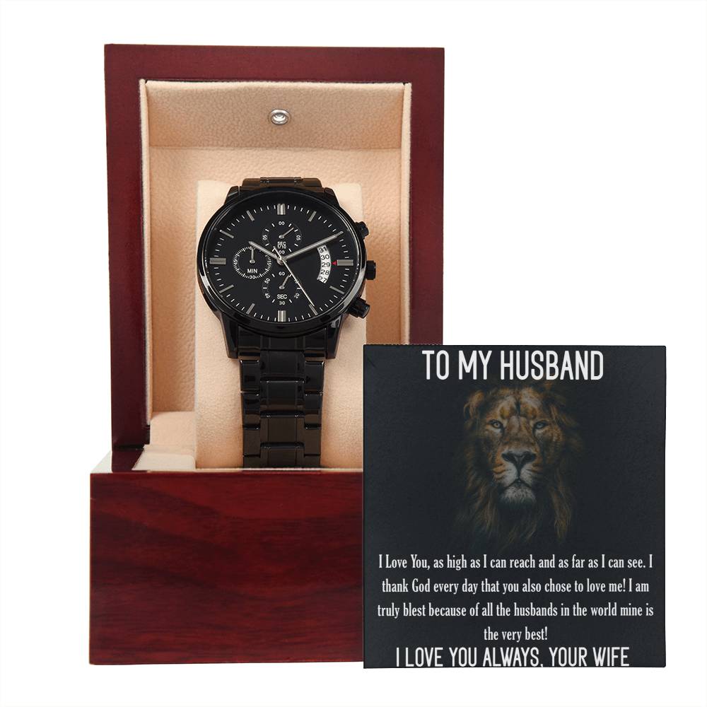 Blest Your My Husband - Black Chronograph Watch