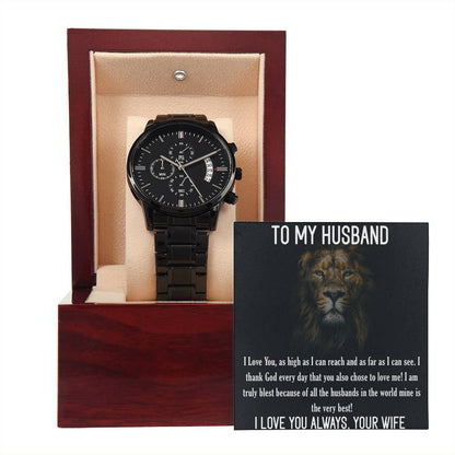 Blest Your My Husband - Black Chronograph Watch