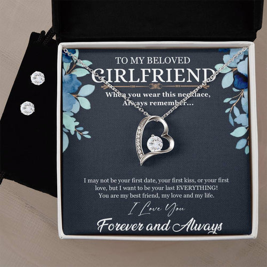 My Beloved Girlfriend - Forever Love Necklace with CZ Earrings