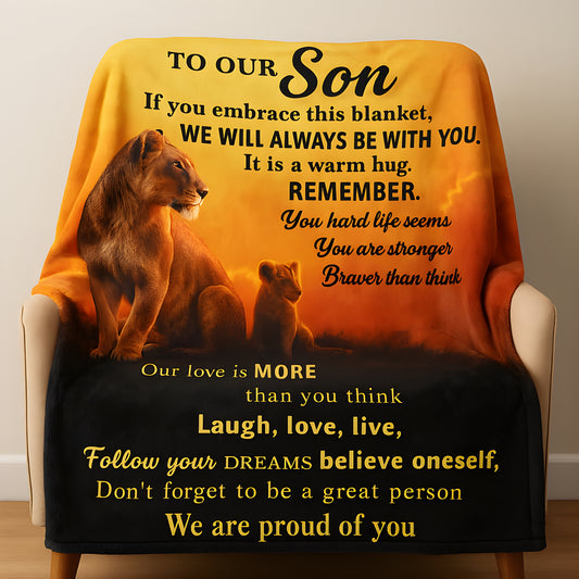 Cozy Flannel Lion Throw Blanket for Son