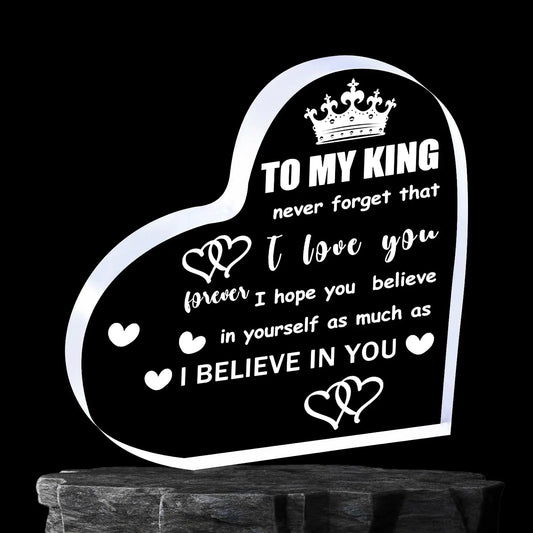 To My King Acrylic Heart Block